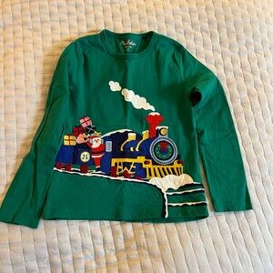 EUC Mini Boden Santa on a Train Appliqué Shirt Size 7-8